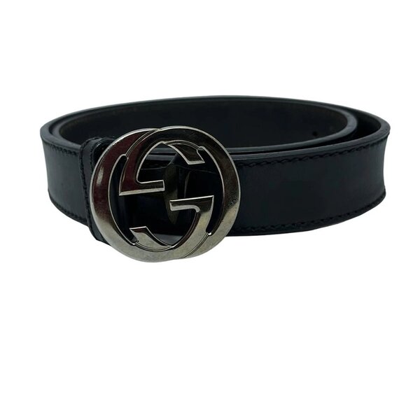 GUCCI - Black Silver Leather Hardware Belt 207-071925 - Picture 1 of 5